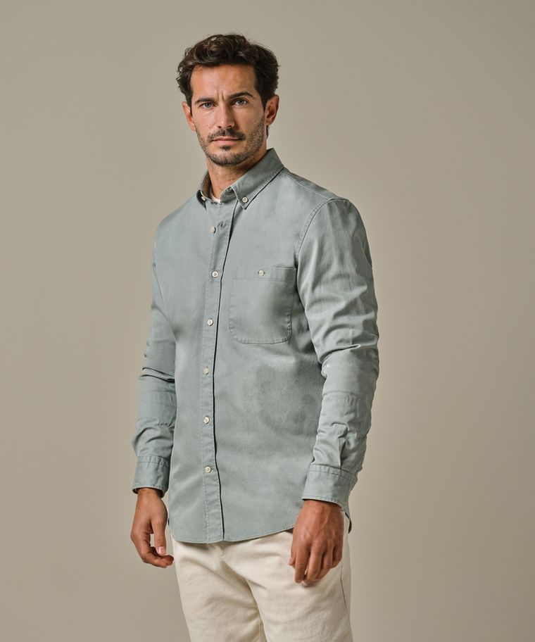 Profuomo Groen Relaxed Fit Overhemd