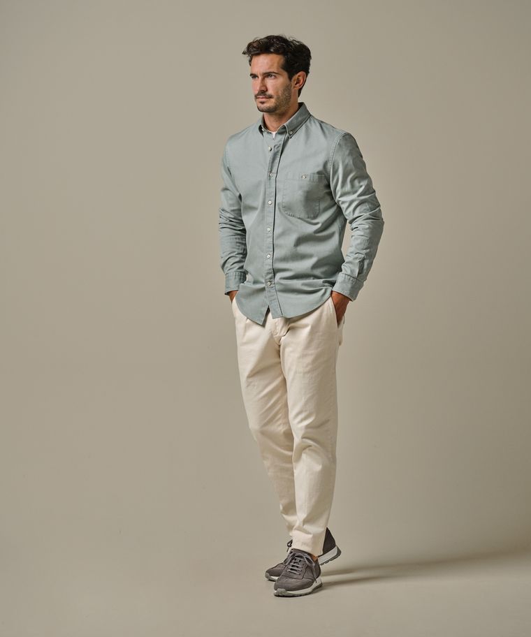 profuomo Groen relaxed fit overhemd