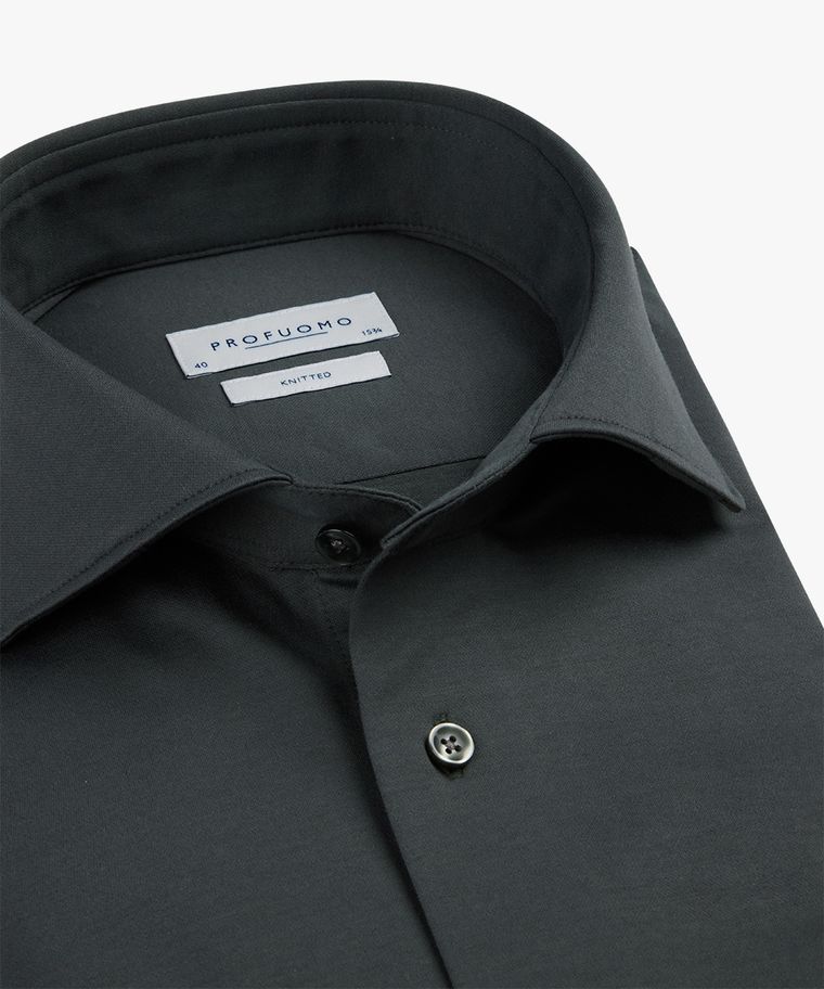 Profuomo Groen Single Jersey Knitted Overhemd