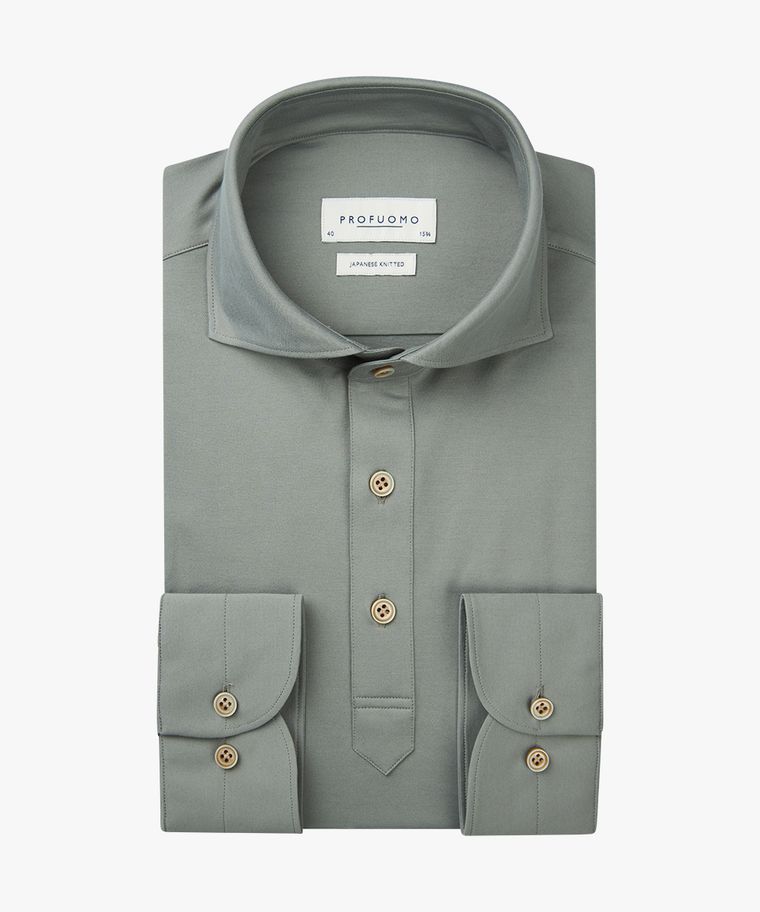 profuomo Groene japanese knitted polo shirt