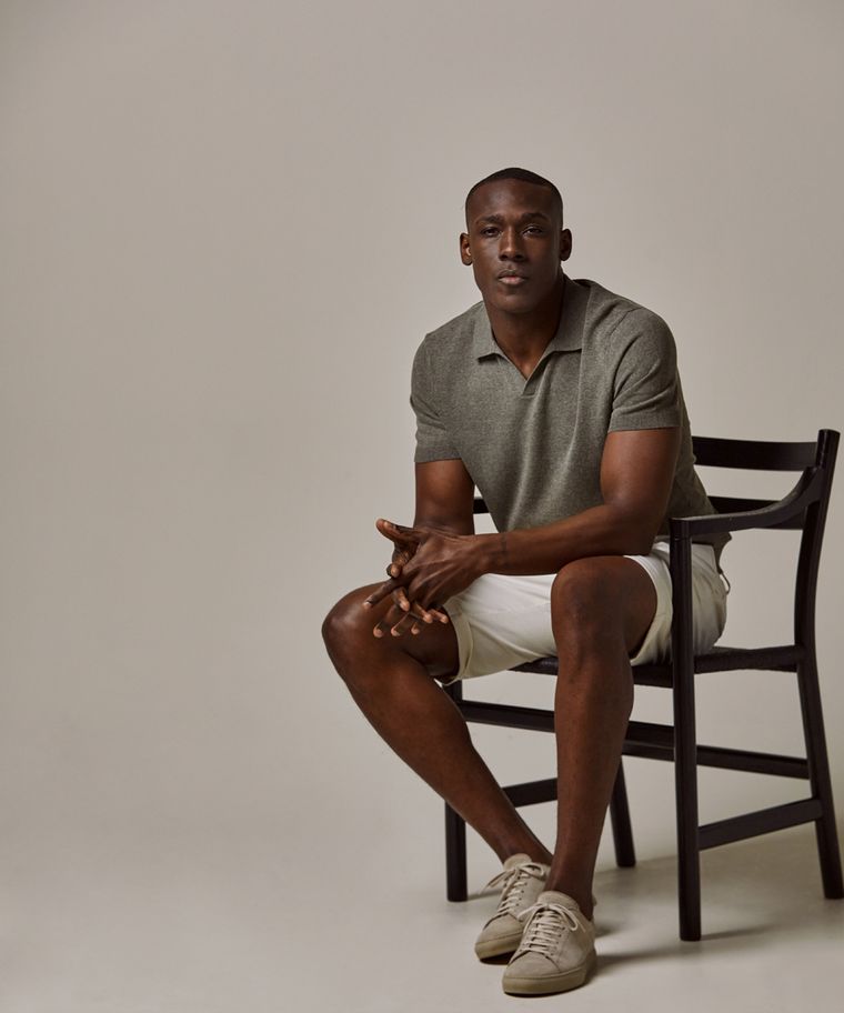 profuomo Groene katoen-linnen polo