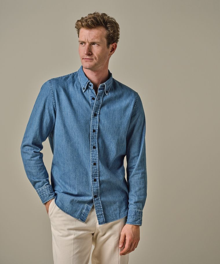 Profuomo Japanese Denim Button Down Collar
