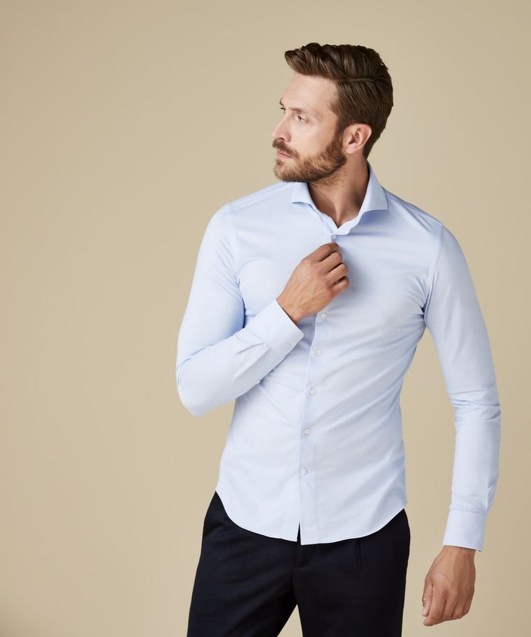 profuomo Licht blauw Japanese knitted overhemd