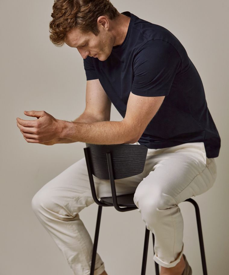 Profuomo Navy Japanese Knitted T-shirt