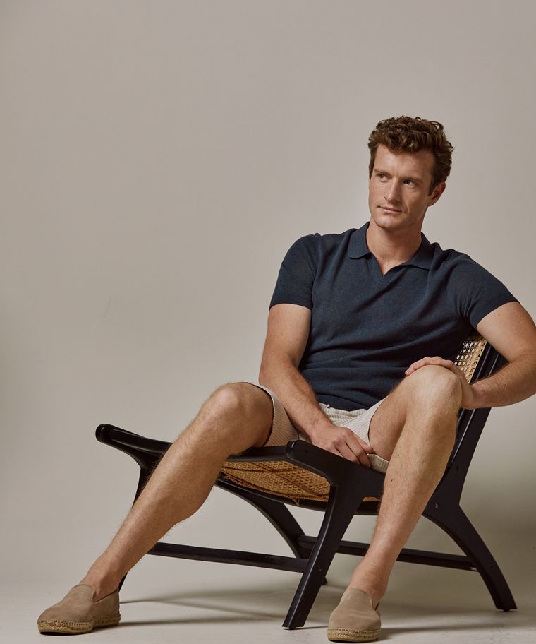 profuomo Navy katoen-linnen polo