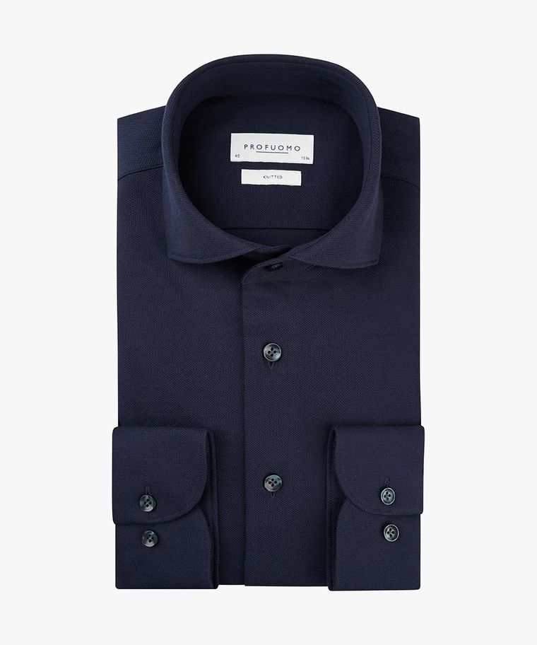 profuomo Navy knitted overhemd