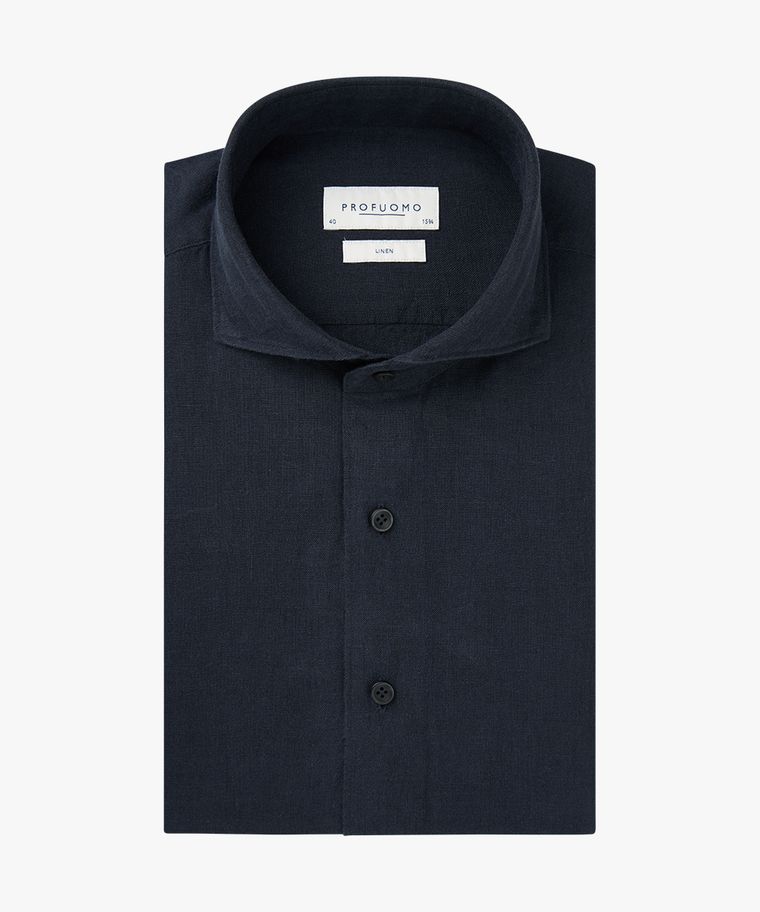 profuomo Navy linnen overhemd