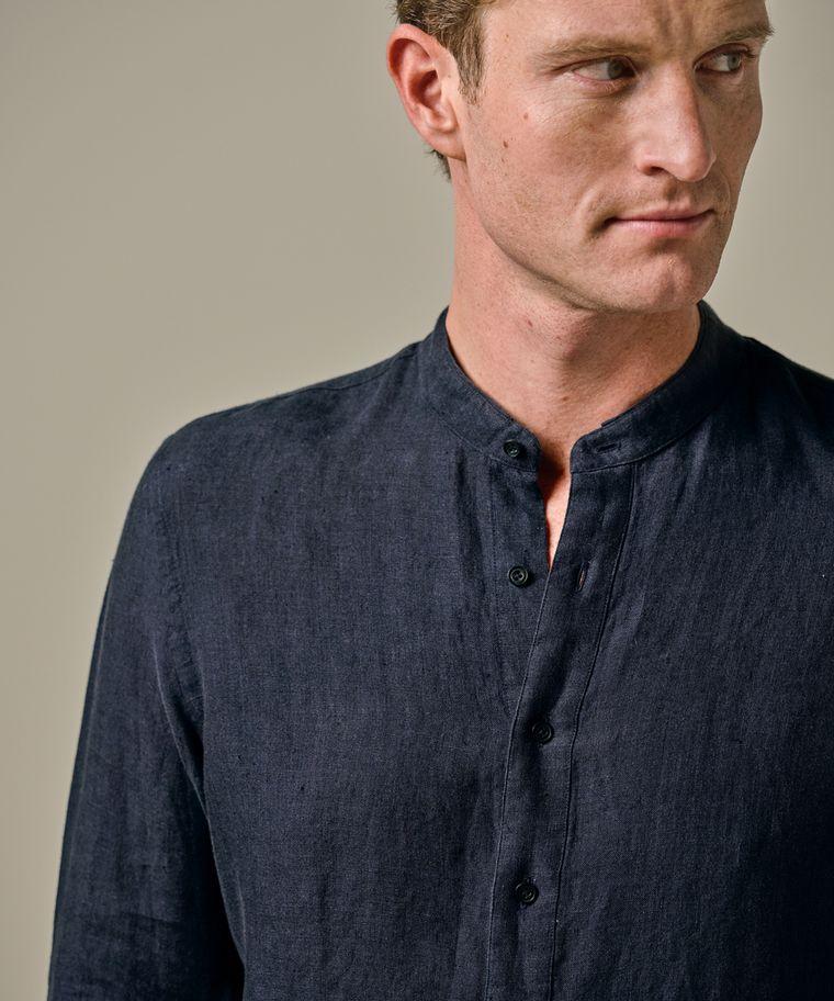 Profuomo Navy Linnen Standing Collar