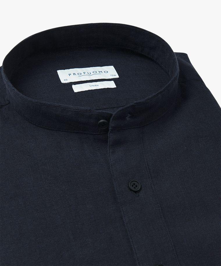 Profuomo Navy Linnen Standing Collar