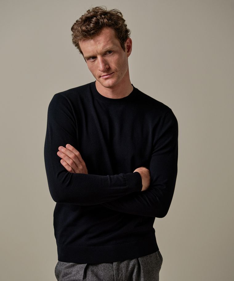 Profuomo Navy Luxury Basic Crewneck