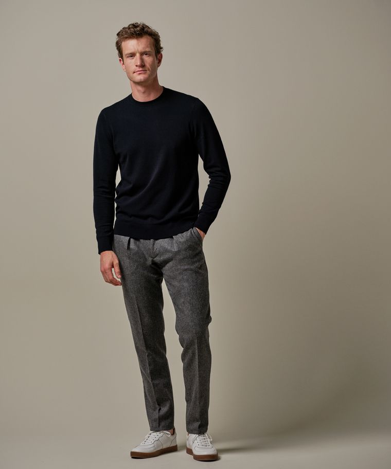 profuomo Navy luxury basic crewneck