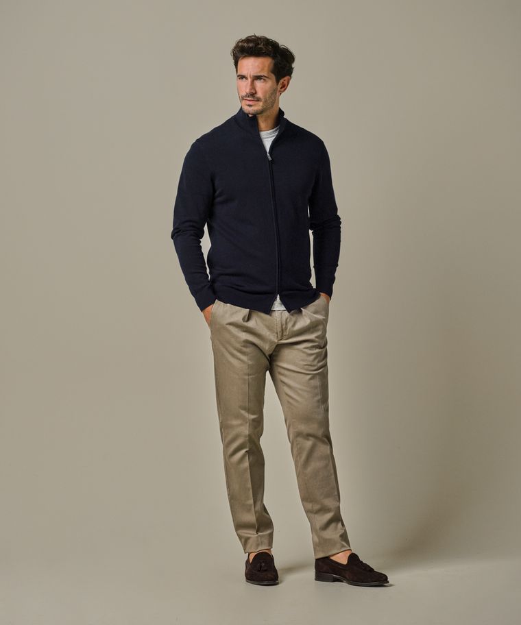 profuomo Navy luxury basic full zip