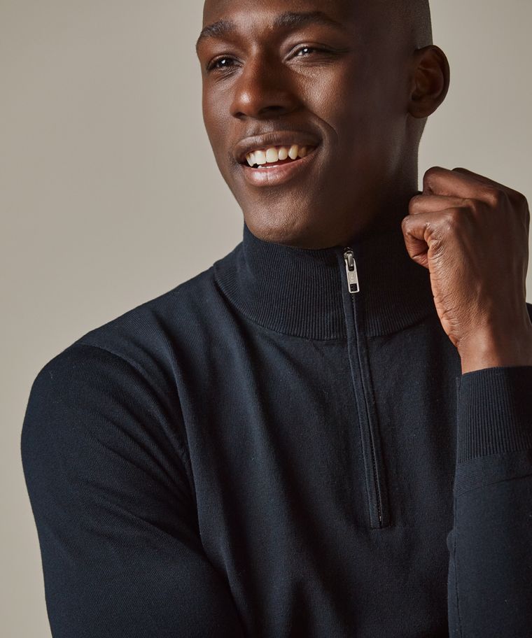 Profuomo Navy Luxury Basic Half Zip