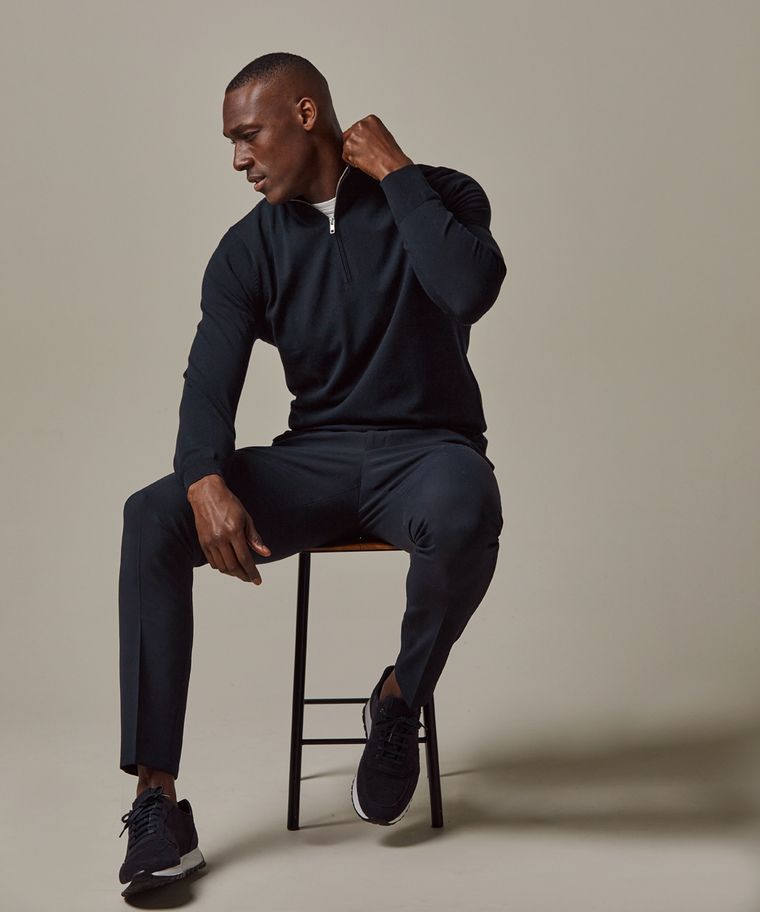 profuomo Navy luxury basic half zip