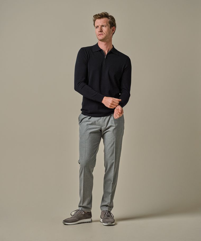 profuomo Navy luxury basic polo half zip