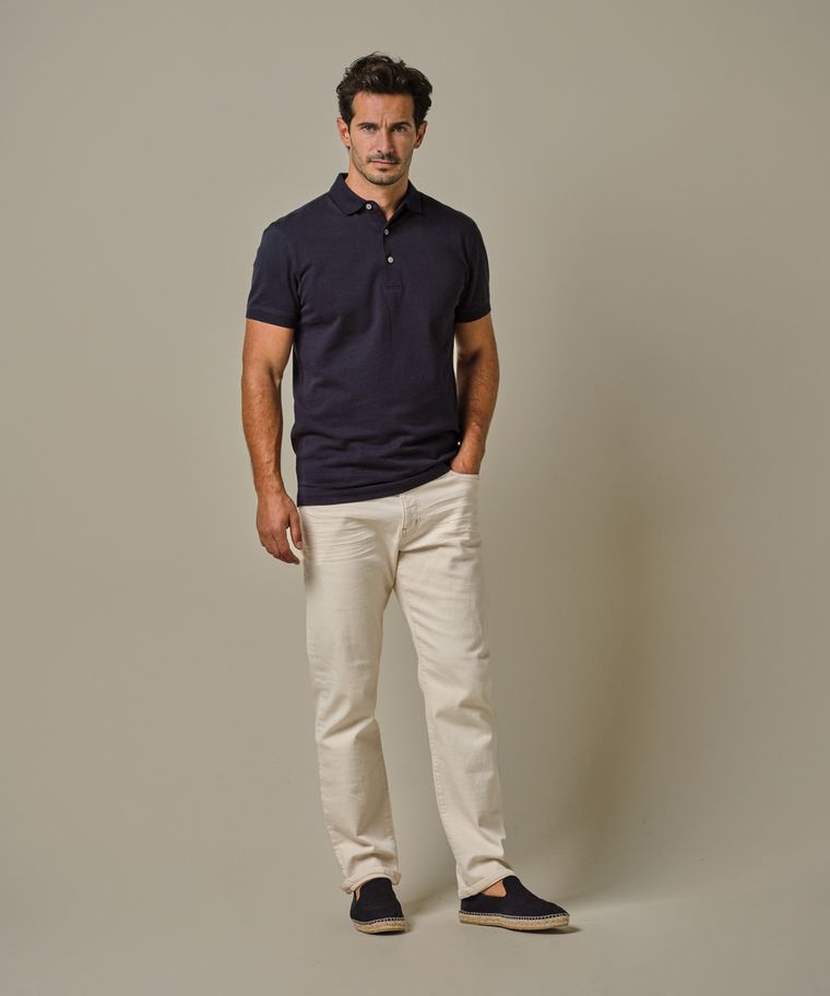 profuomo Navy stretch pique polo