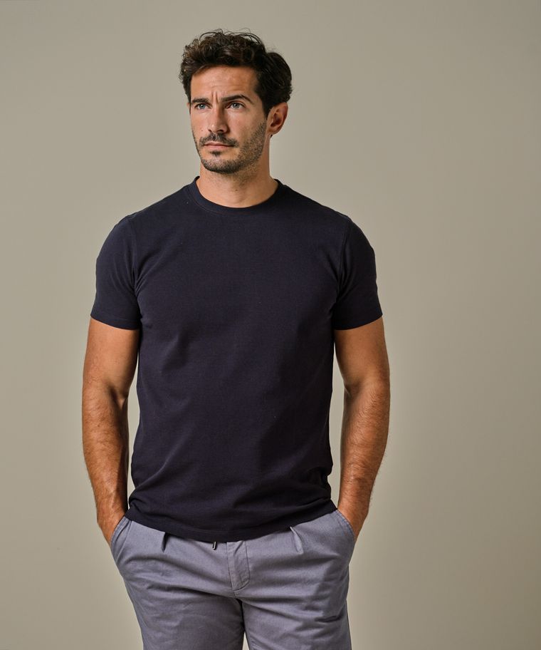 Profuomo Navy Stretch Pique T-shirt