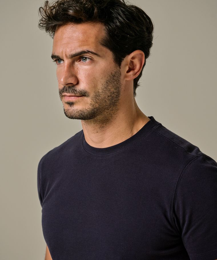 Profuomo Navy Stretch Pique T-shirt