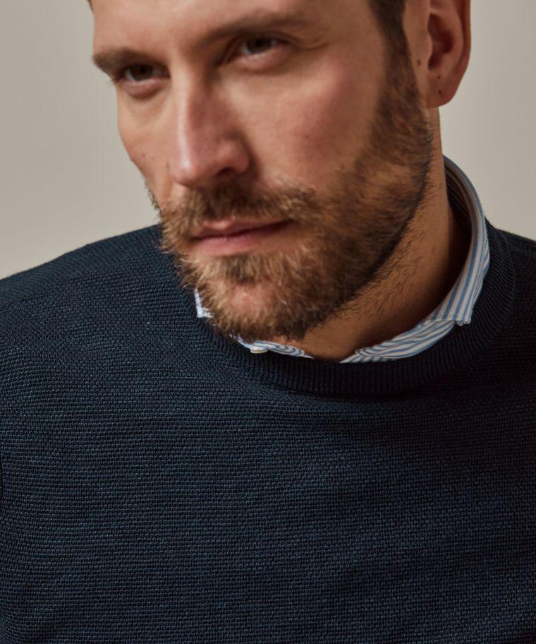 Profuomo Navy Structuur Crewneck