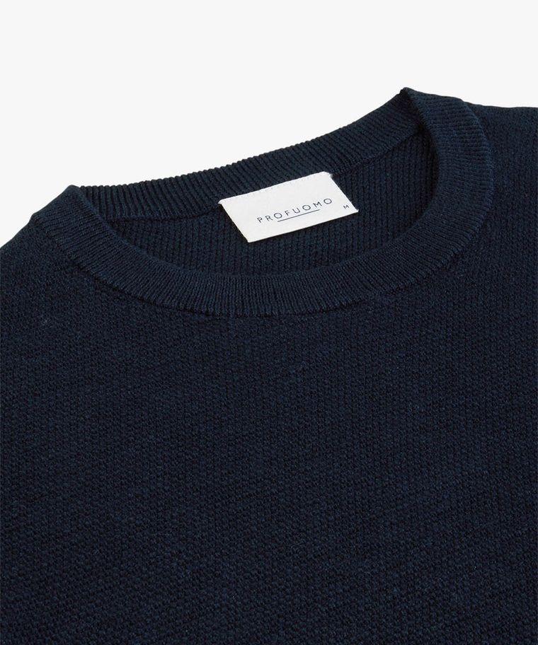 Profuomo Navy Structuur Crewneck