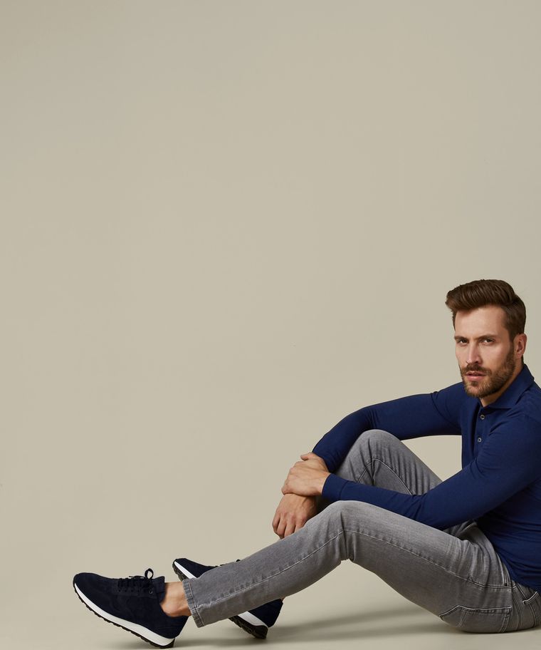 Profuomo Navy Suède Runner