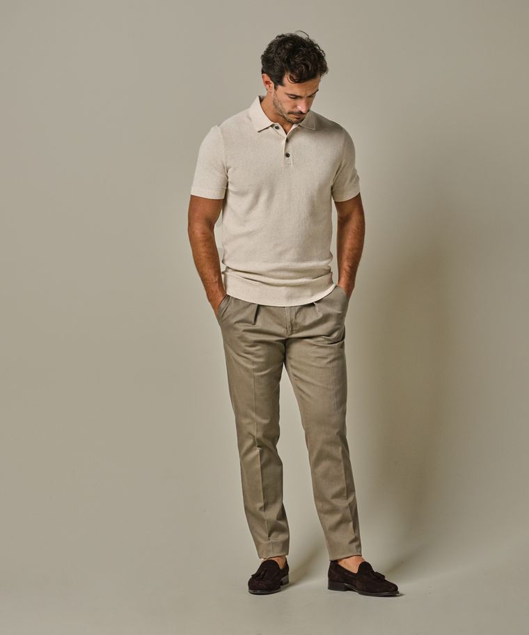 profuomo Off white katoen-linnen polo