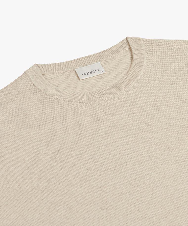 Profuomo Off White Katoen-linnen T-shirt