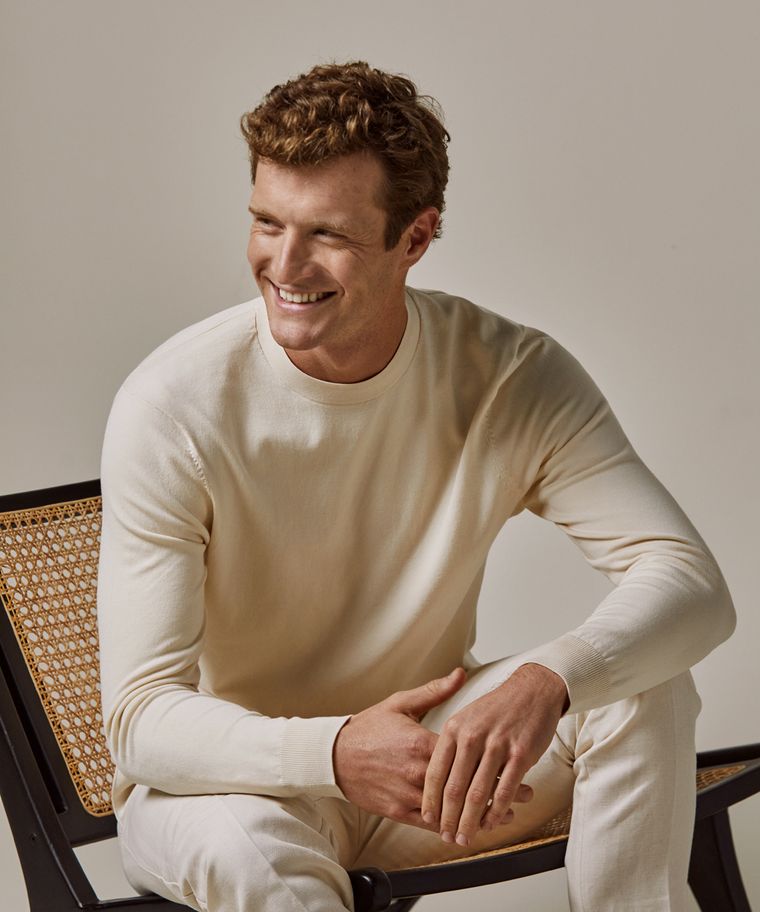 Profuomo Off White Luxury Basic Crewneck