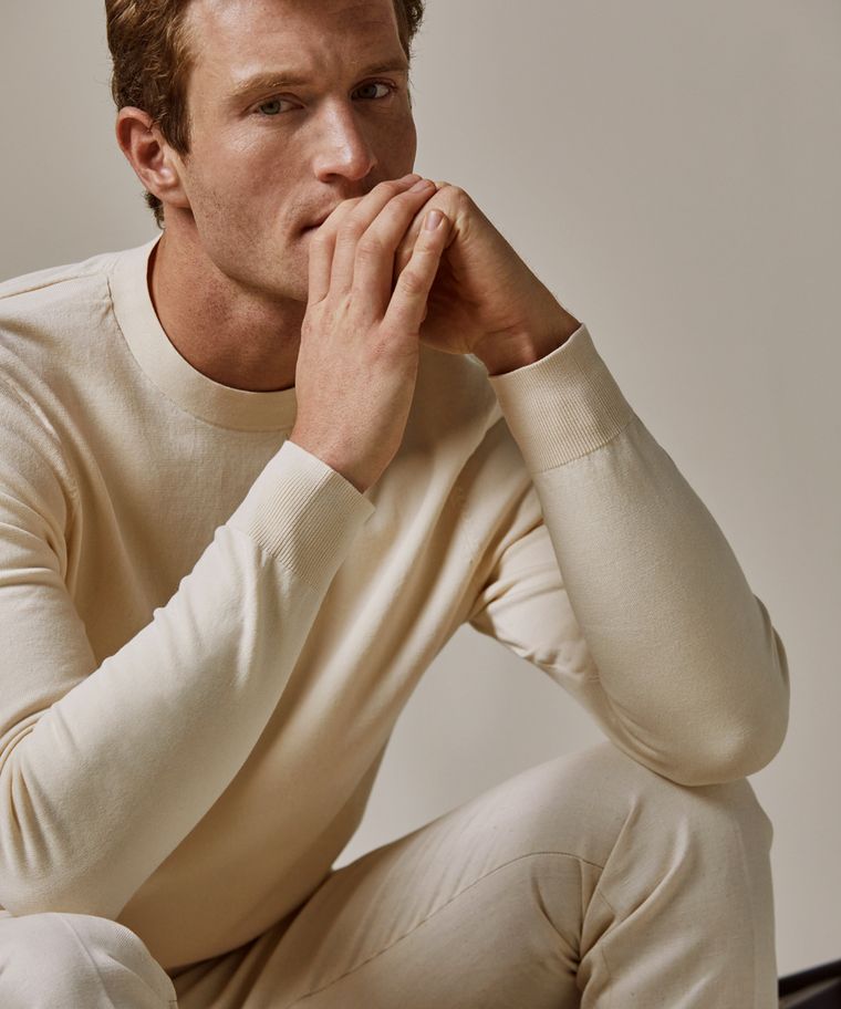 Profuomo Off White Luxury Basic Crewneck