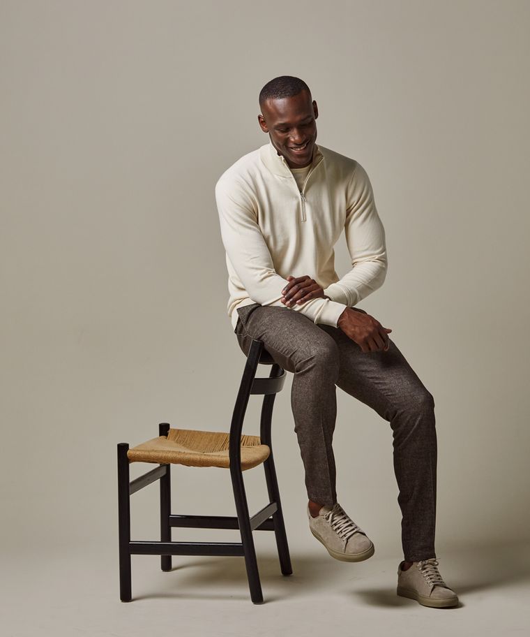 Profuomo Off White Luxury Basic Half Zip