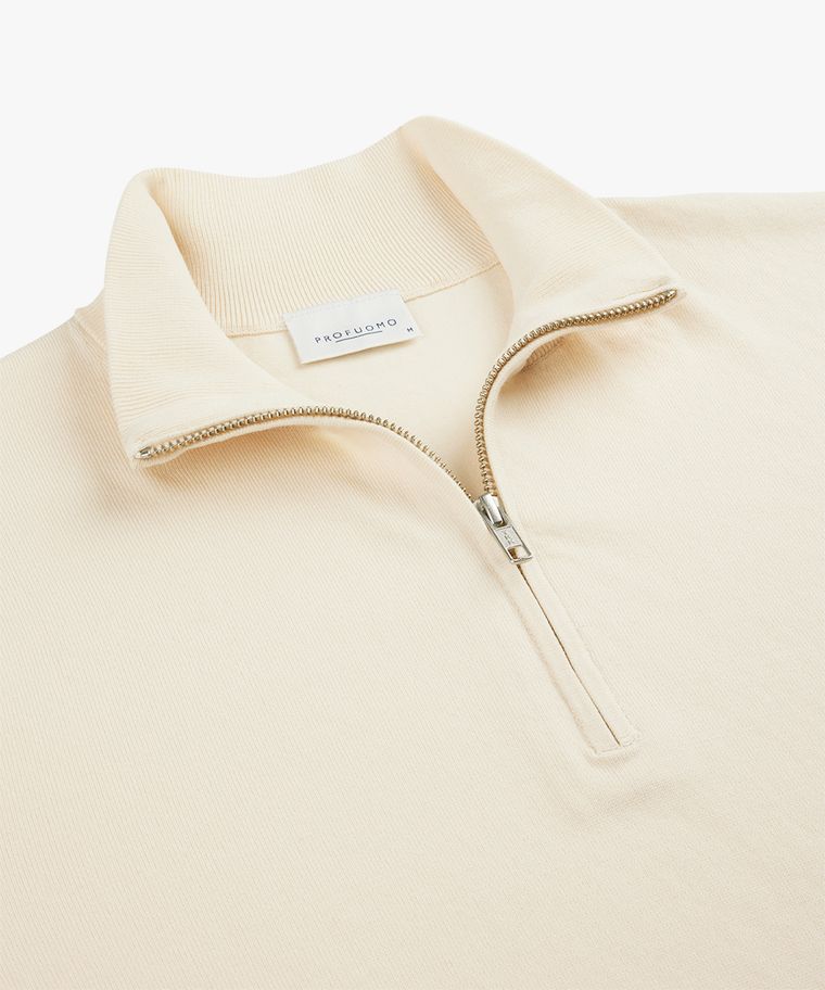 Profuomo Off White Luxury Basic Half Zip
