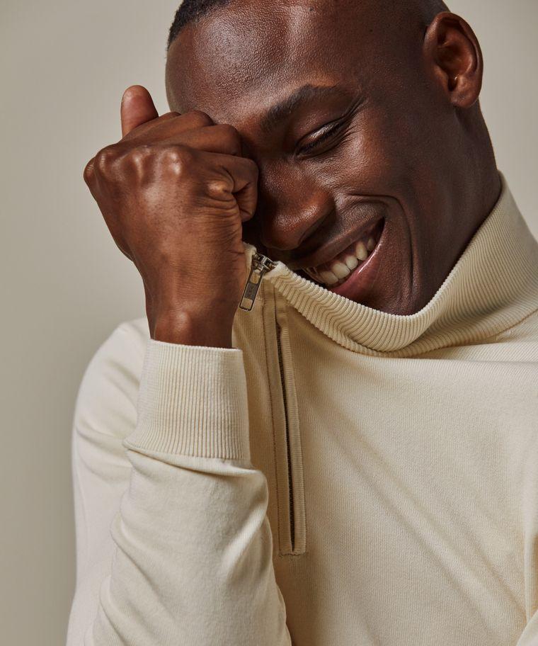 profuomo Off white luxury basic half zip