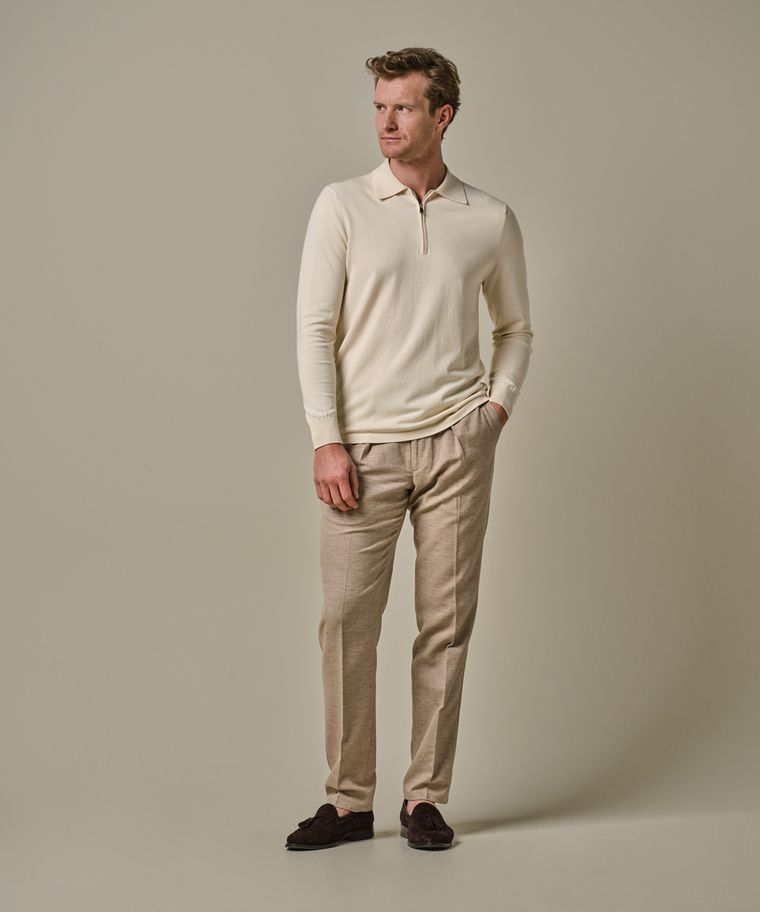 profuomo Off white luxury basic polo half zip