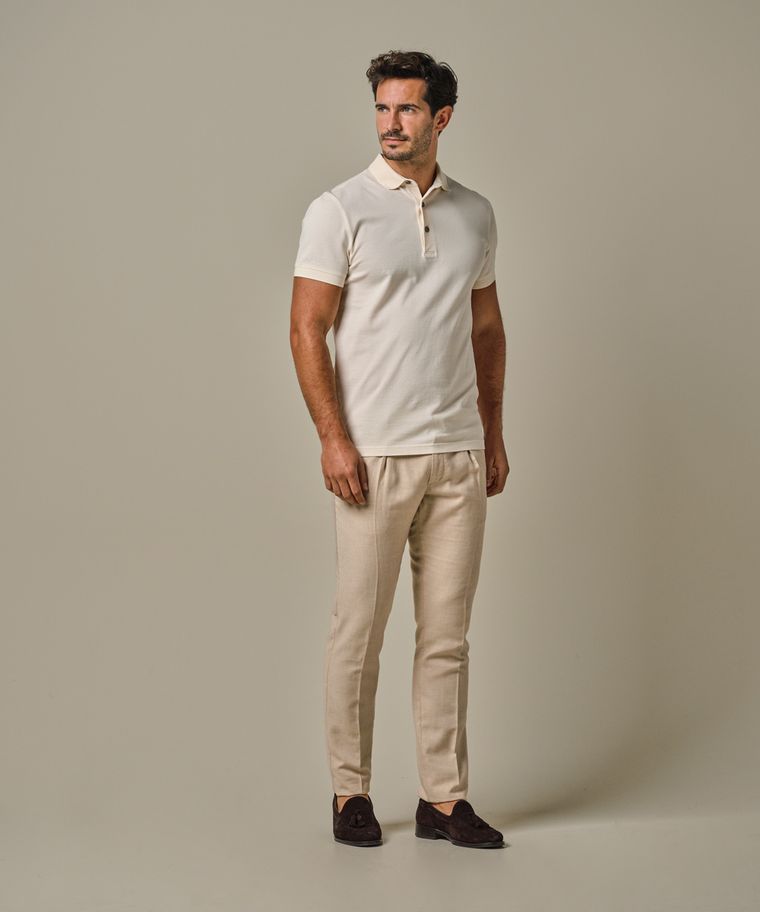 profuomo Off white stretch pique polo