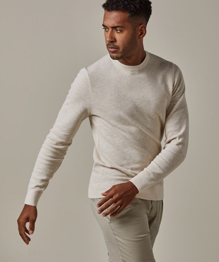 Profuomo Off White Structuur Crewneck