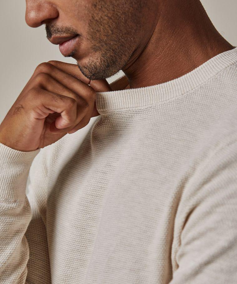 Profuomo Off White Structuur Crewneck