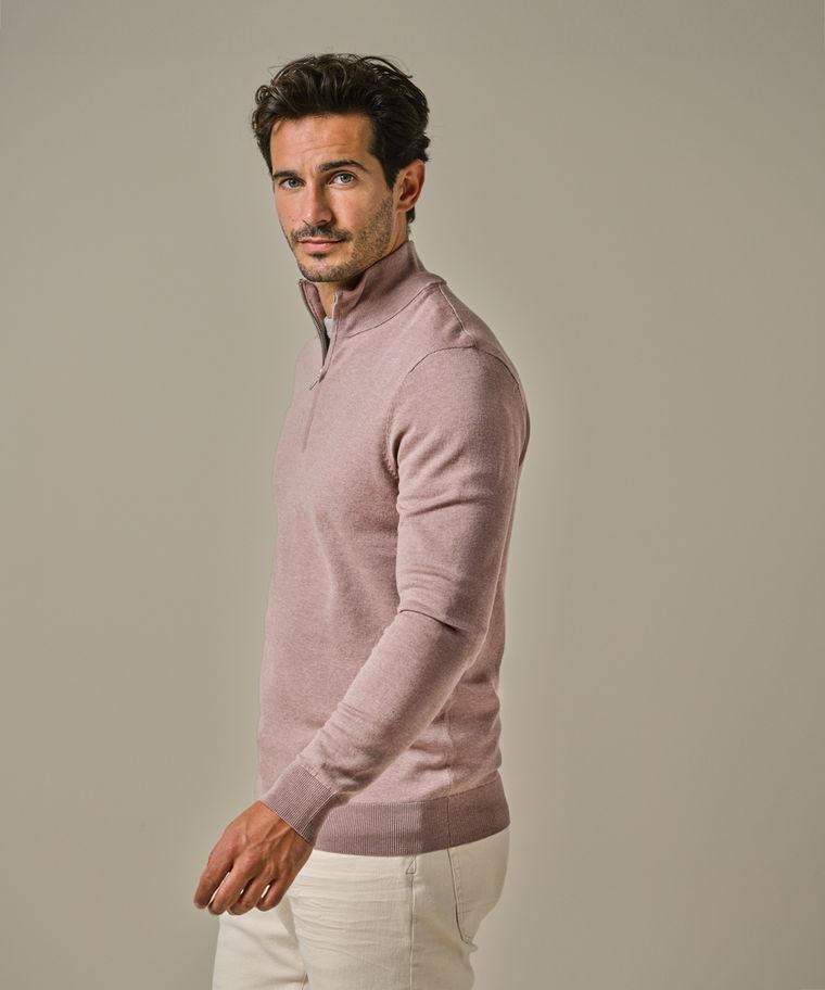 Profuomo Roze Luxury Basic Half Zip