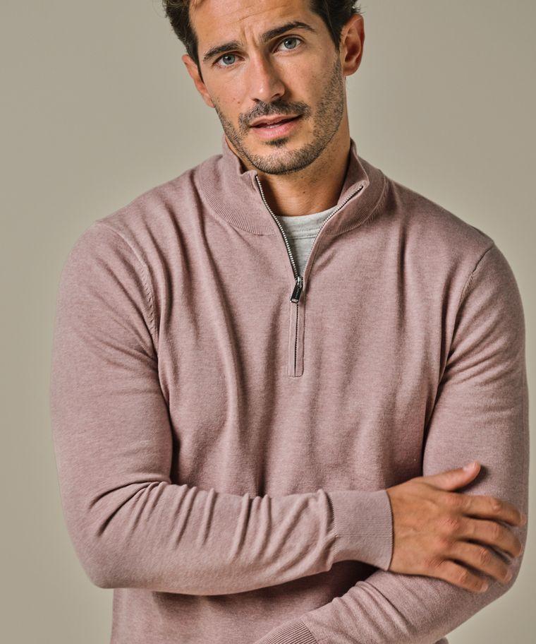 Profuomo Roze Luxury Basic Half Zip