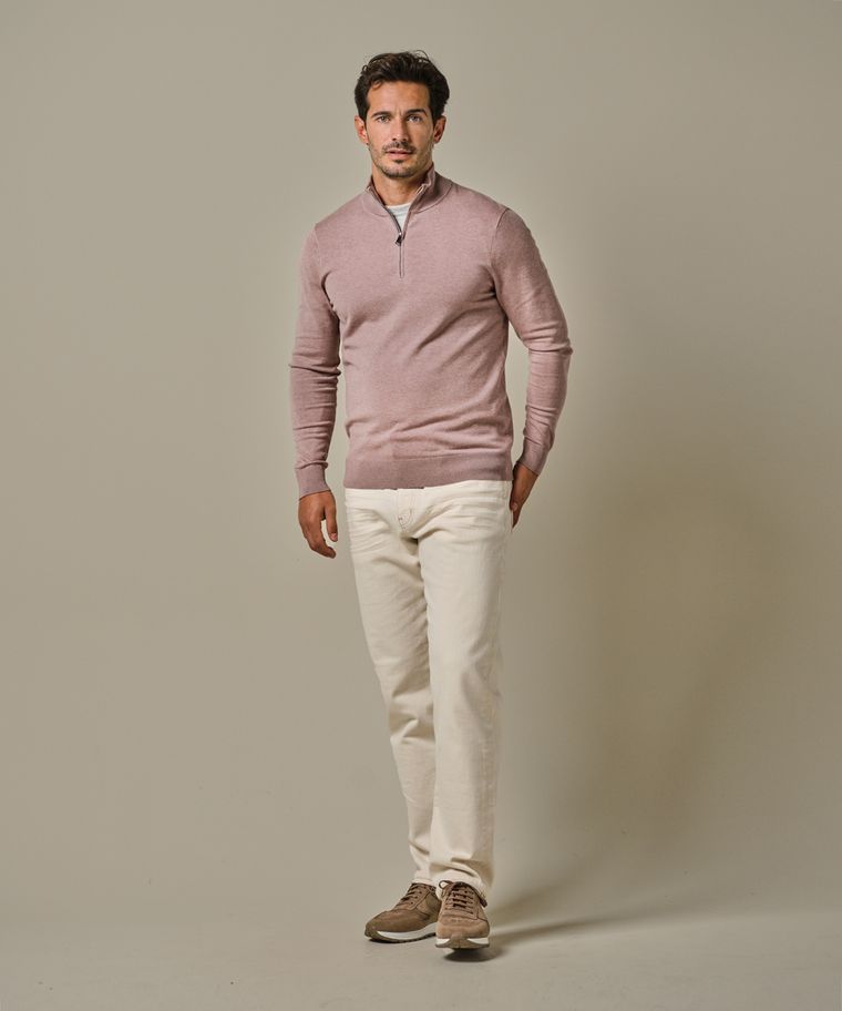 profuomo Roze luxury basic half zip