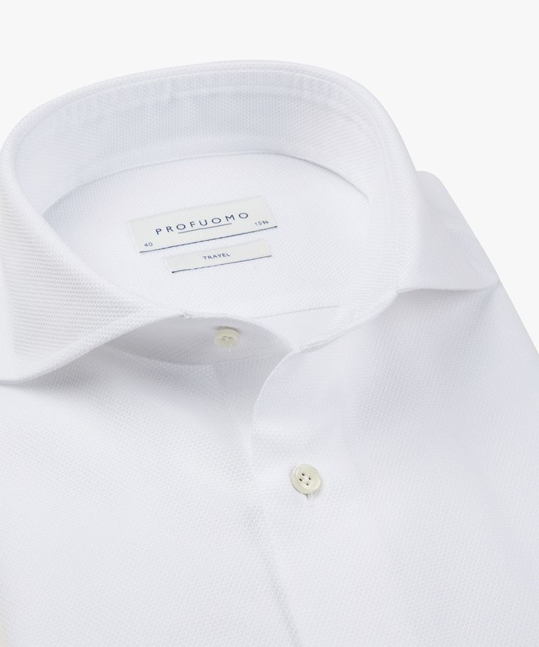 Profuomo Wit Dobby Travel Overhemd