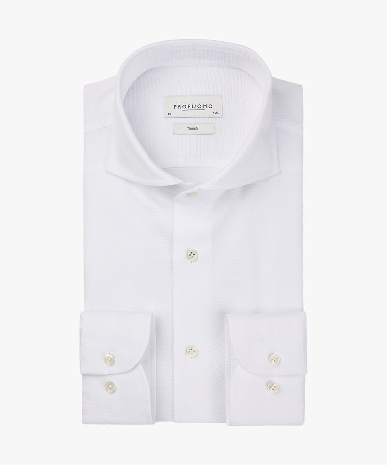 profuomo Wit dobby travel overhemd