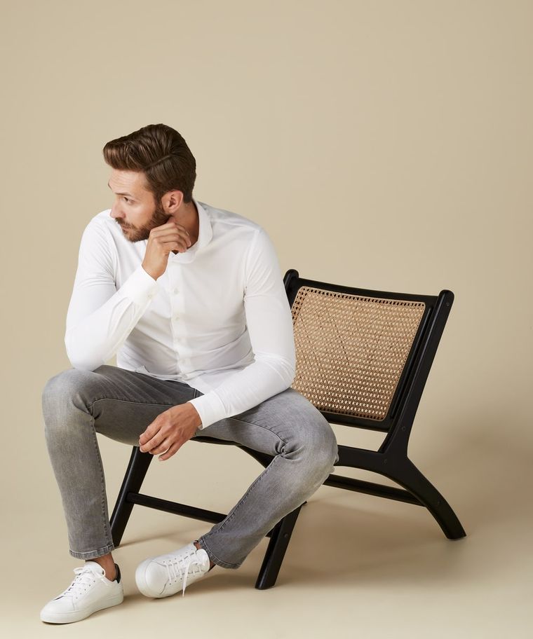 Profuomo Wit Japanese Knitted Overhemd