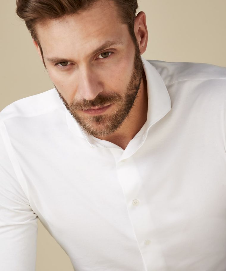 Profuomo Wit Japanese Knitted Overhemd