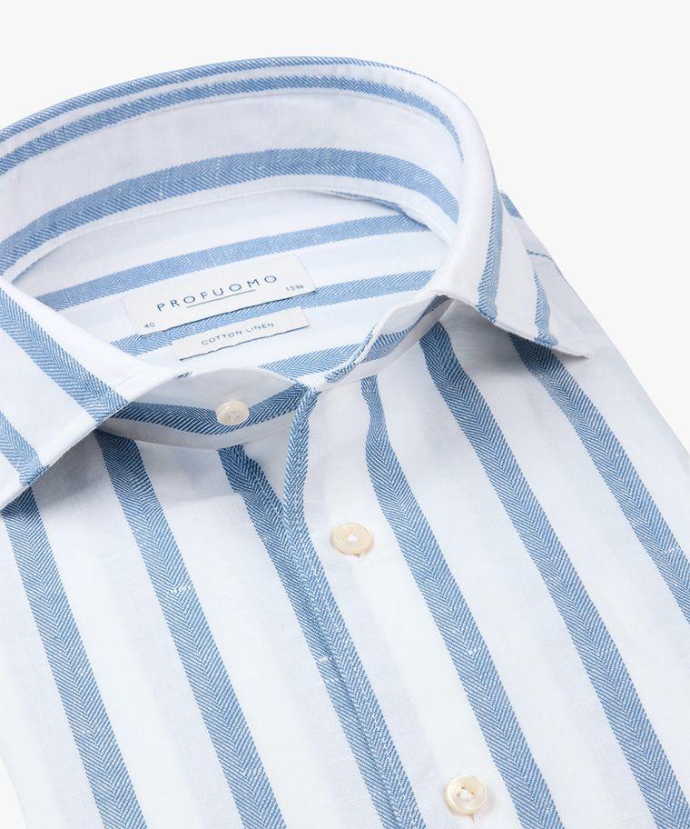 Profuomo Wit Linnen-katoen Overhemd