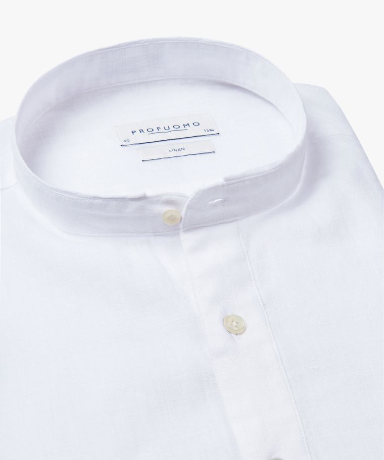 Profuomo Wit Linnen Standing Collar