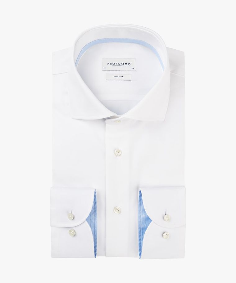 profuomo Wit two-ply twill overhemd