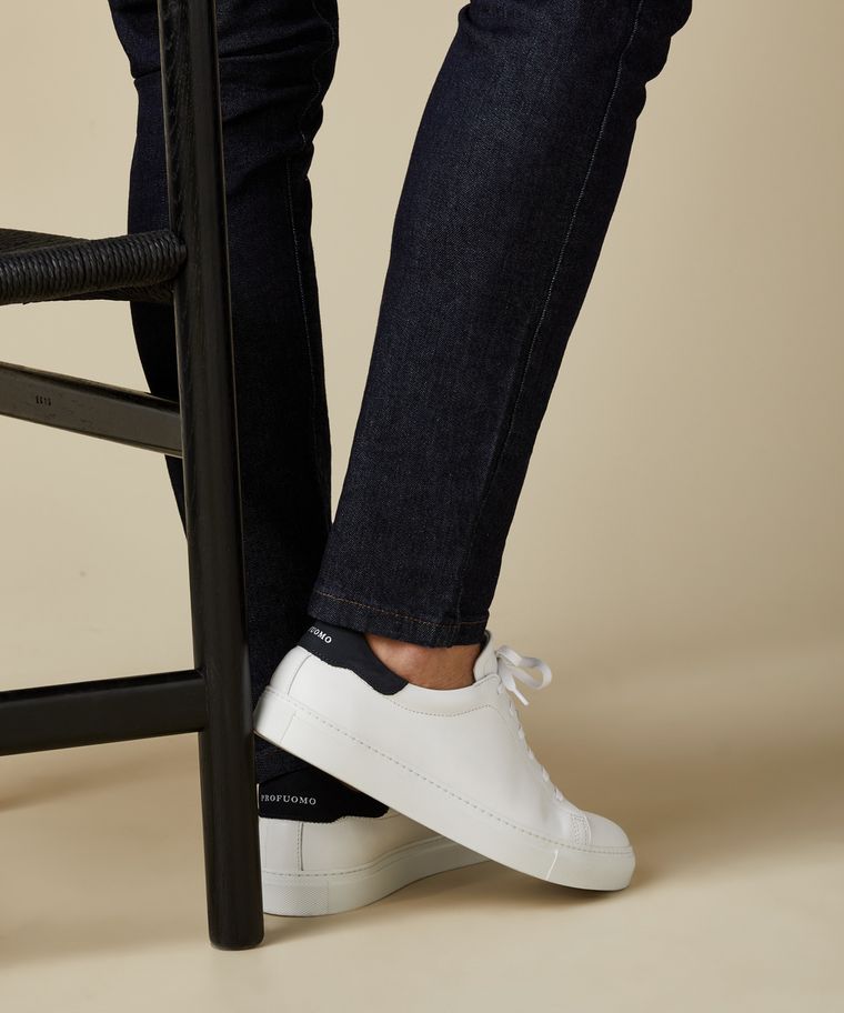 Profuomo Witte Lederen Sneakers