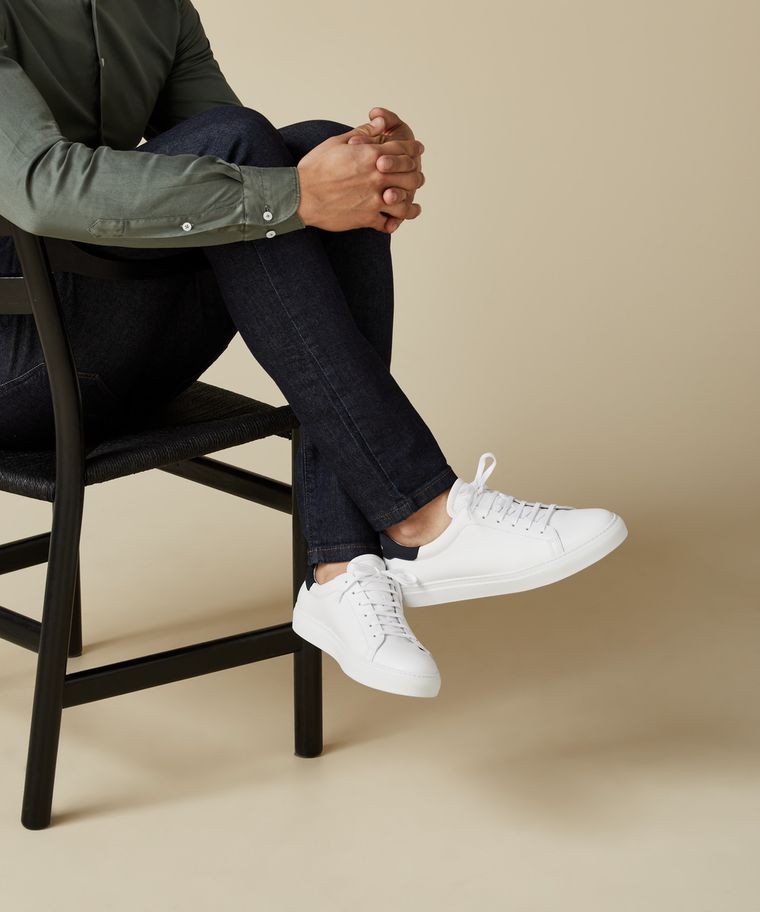 profuomo Witte lederen sneakers
