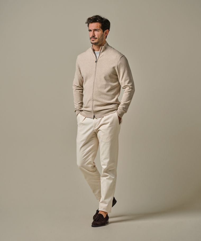 profuomo Zand luxury basic full zip