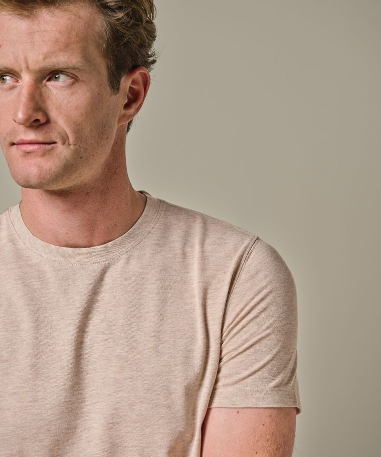 Profuomo Zand Stretch Pique T-shirt